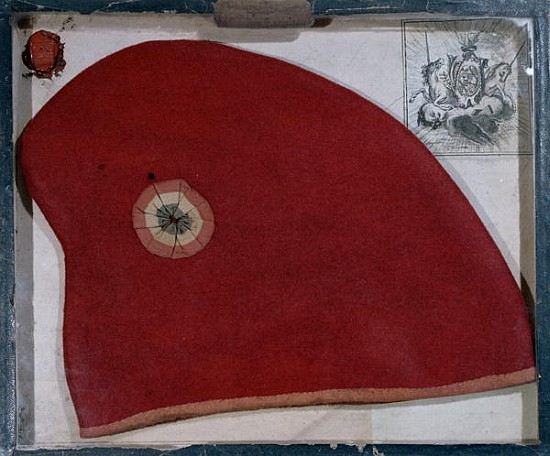 Phrygian Cap with a red, white and blue cockade from the period of the French Revolution (felt) à École française