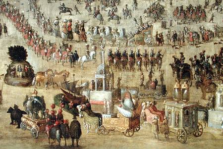 The Place Royale and the Carrousel in 1612  (detail of 161010) à École française