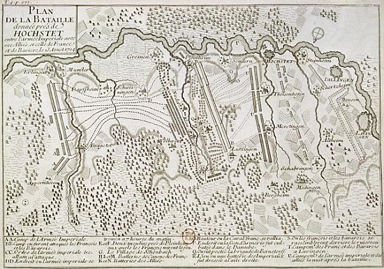 Plan of the Battle of Blenheim between the Imperial Army and the Franco-Bavarian Army, 13th August 1 à École française