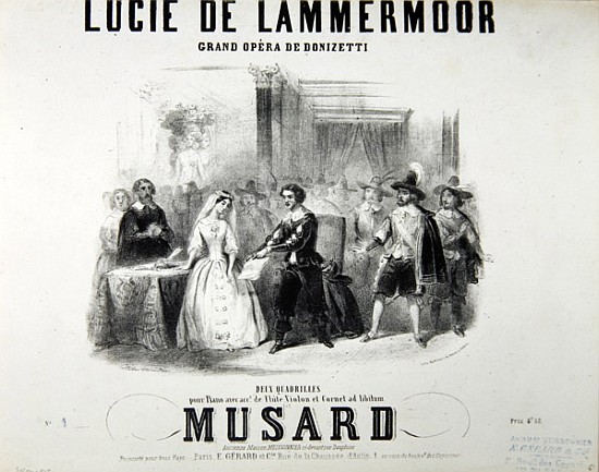 Playbill for the opera ''Lucie de Lammermoor'', Gaetano Donizetti (1797-1848) printed Bertauts à École française