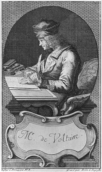 Portrait of Voltaire at Ferney; engraved by Joseph Friedrich Rein (1720-95) à École française