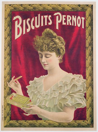 Poster advertising Pernot biscuits à École française