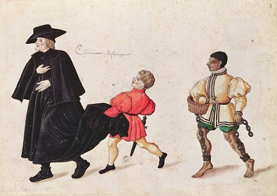 Priest with a Spanish Servant Boy and Slave à École française
