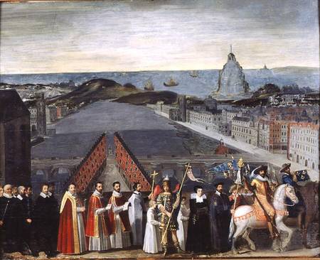 Procession of the Brotherhood of Saint-Michel in 1615 à École française