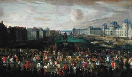 Procession of Louis XIV (1638-1715) Across the Pont-Neuf à École française