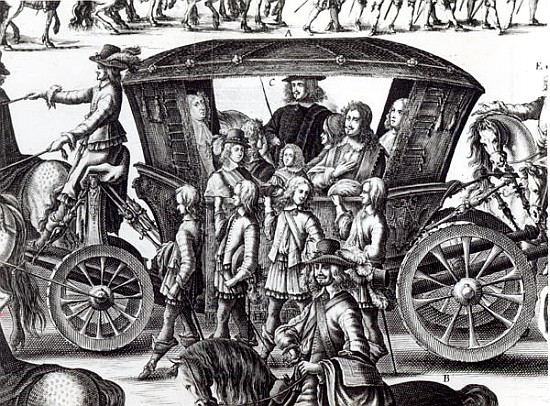 Procession of the entry of the young king Louis XIVth as a child in the city of Paris on the 18th Au à École française