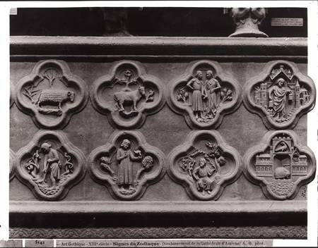 Quatrefoils with the Signs of the Zodiac and the Labours of the Year, from the Cathedral of Notre-Da à École française