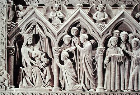 Relief depicting the Presentation of the Monks to the Virgin by St. Etienne of Aubazine, from the To à École française