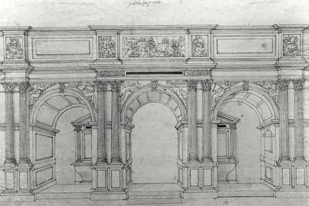 Rood Screen of the church Saint-Germain-l'Auxerrois design by Pierre Lescot (1515-78) (pen & ink on à École française