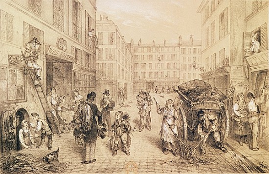 Scenes and Morals of Paris, from ''Paris qui s''eveille'', printed Lemercier, Paris à École française