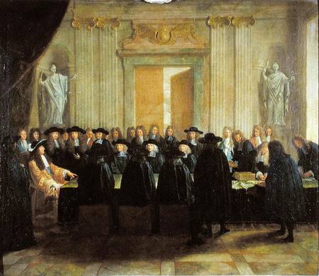 The Seal Held by Louis XIV (1638-1715) before Members of the State Council and the Court of Appeal i à École française