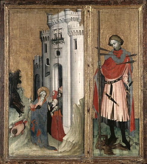 St. Andrew Chasing Demons from the Town of Nicaea and St. Sebastian, right hand panel of the Thouzon à École française