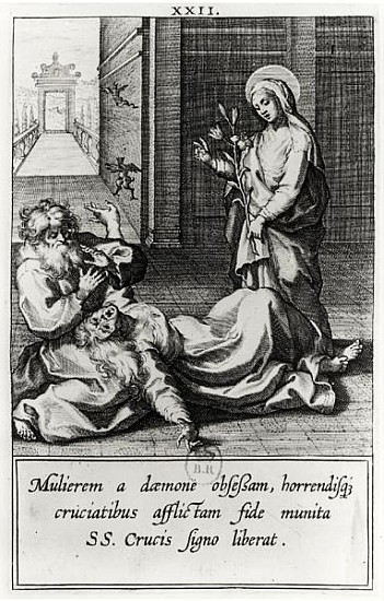 St. Catherine Exorcising a Demon from a Possessed Woman à École française