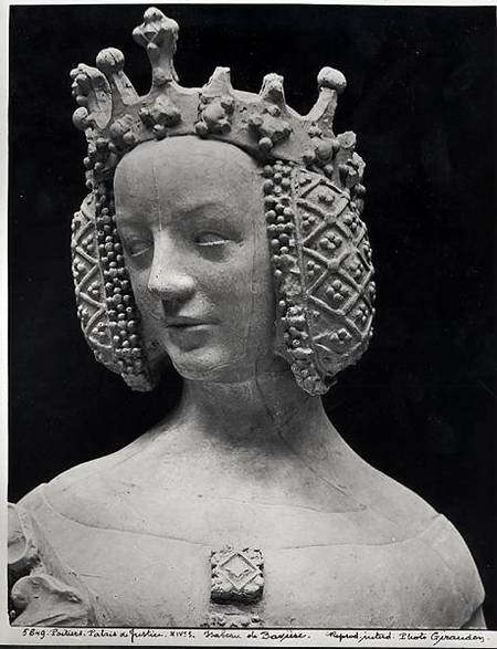 Copy of a statue of Isabella of Bavaria (1371-1435) detail of her head à École française