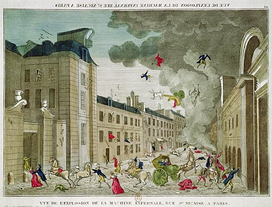 The Attempted Assassination of Napoleon Bonaparte (1769-1821) on the Rue Saint-Nicaise, Paris, 24th  à École française