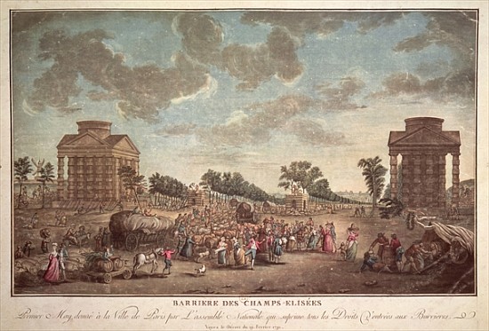The Barrier at the Champs Elysees. The Suppression of Right of Entry to Paris in 1790 à École française