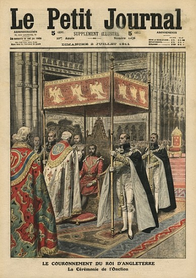 The Coronation of King George V (1865-1936) and the Ceremony of Unction at Westminster Abbey, 23 Jun à École française