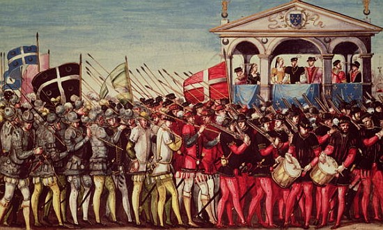 The Cortege of Drummers and Soldiers at the Royal Entry Festival of Henri II (1519-59) into Rouen, 1 à École française