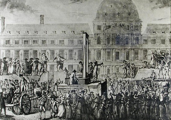 The First Execution Guillotine, Place du Carrousel, 13th August 1792 à École française