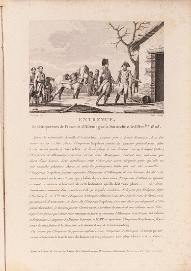 The meeting of the commanders of the French and German forces in Schitz, 5th December 1805 à École française