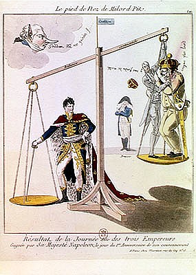 The Result of the Day of the Three Emperors, caricature drawn after the Battle of Austerlitz à École française