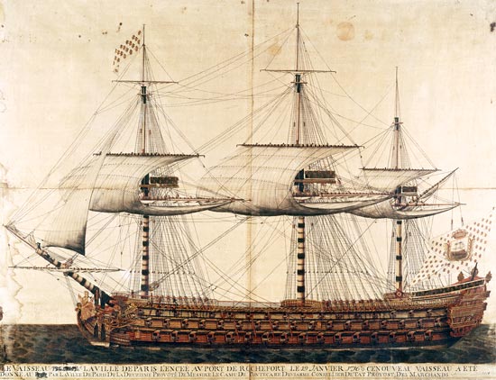 The Ship 'La Ville de Paris' launched at the port of Rochefort à École française