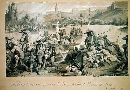 The Vendean Army Crossing the Loire at St. Florent le Vieil, 18th October 1793 à École française