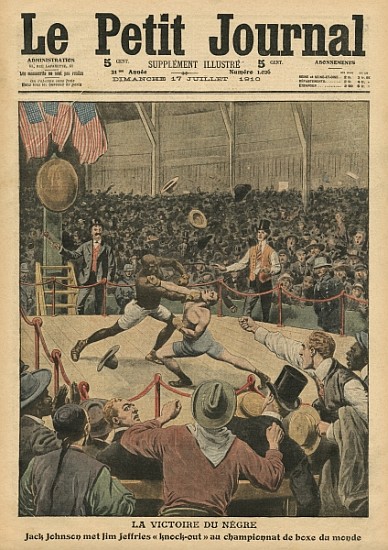 The victory of the negro, Jack Johnson knocks Jim Jeffries out at the world boxing championship, ill à École française