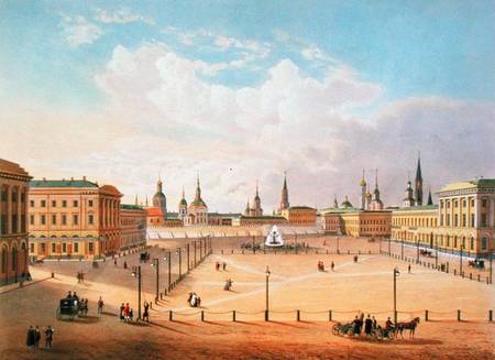 The Theatre Square in Moscow, printed by Jacottet and Bachelier à École française