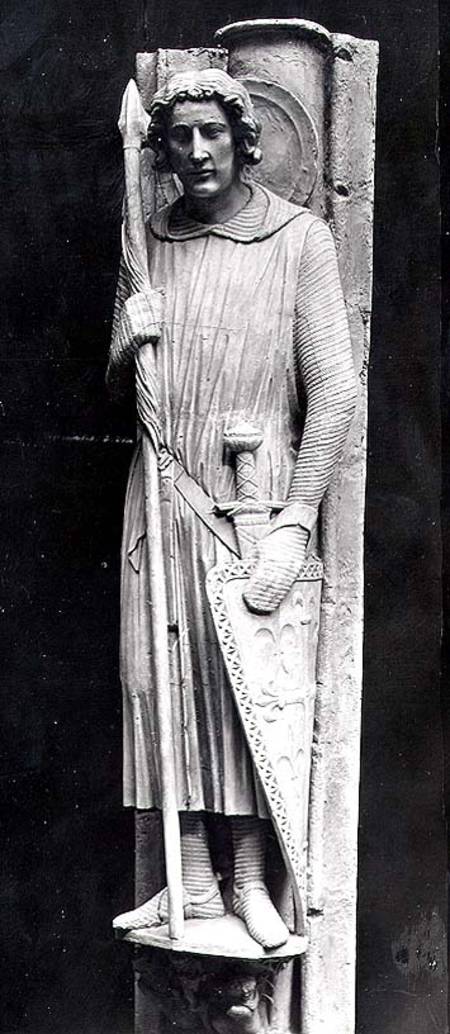 St. Theodore dressed as a Knight, relief carving à École française