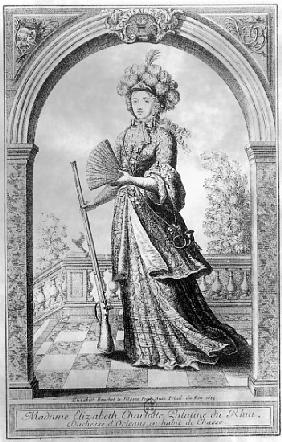 Elizabeth Charlotte of the Palatinate, Duchess of Orleans, in hunting costume