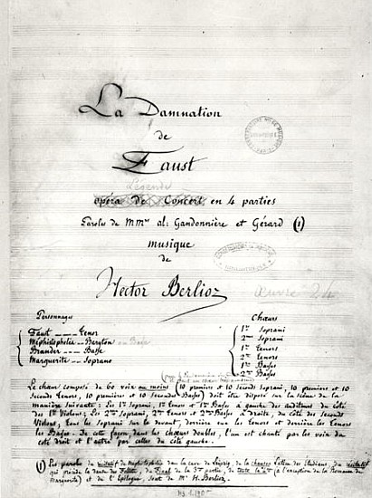 Title page of ''La Damnation de Faust'' by Hector Berlioz (1803-69) 1846 à École française