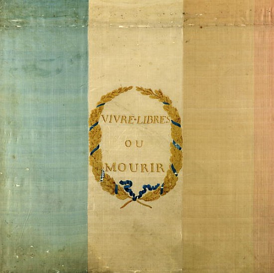 Tricolore with the motto ''Live Free or Die'', 1792 (painted fabric) à École française