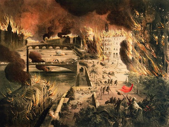 View of the Fires in Paris during the Commune on the 24th and 25th of May à École française