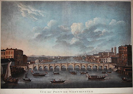 Vue du Pont de Westminster'', looking westward, from an original Picture in the Cabinet of Monsr T.M à École française