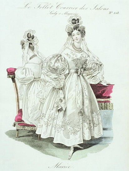 Wedding dress, from ''Le Follet Courrier des Salons Modes'' à École française