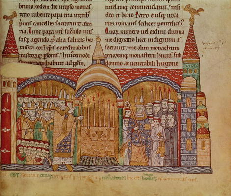 Ms Lat 17716 fol.91 The Consecration of the Church at Cluny by Pope Urban II (1042-99) in November 1 à Ecole Française, (12ème siècle)