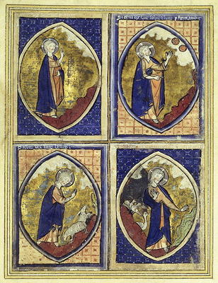 Creation of the firmament, creation of the sun and of the moon, creation of the animals, creation of à Ecole Française, (13ème siècle)