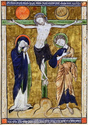 The Crucifixion, from a Psalter, c.1215 (vellum) à Ecole Française, (13ème siècle)