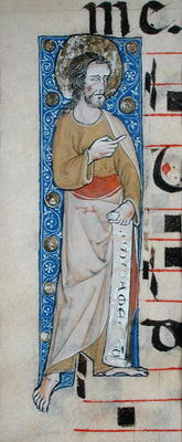An apostle holding a phylactery, 'Judica me deus', c.1320 (vellum) à Ecole Française, (14ème siècle)