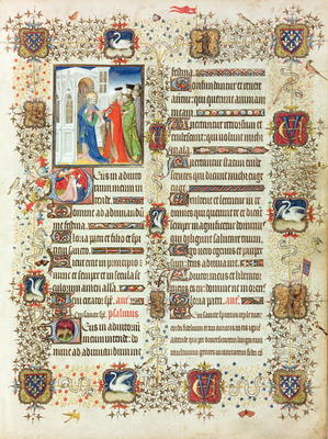Ms Lat 919 fol.96 St. Peter Leading Jean de France (1340-1416) Duke of Berry into Paradise, from the à Ecole Française, (15ème siècle)