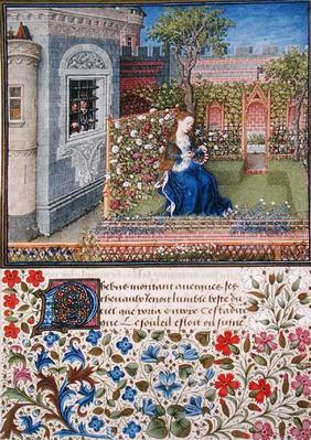 Ms. 2617 Emilia in her garden, Plate 22, from 'Teseida', by Giovanni Boccaccio (1313-75), 1468