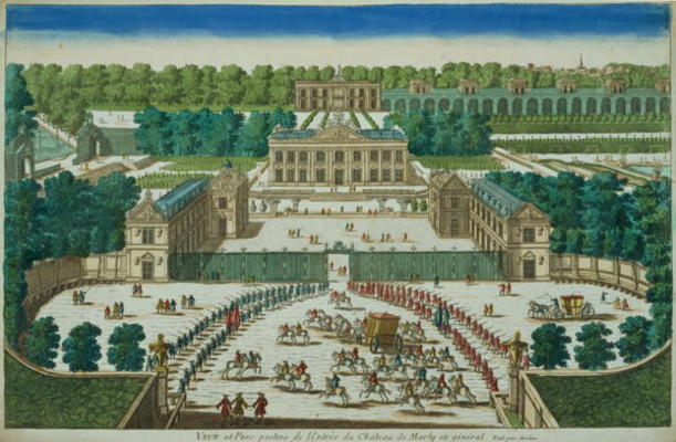View and Perspective of the Entrance to the Chateau of Marly, engraved by Antoine Aveline (1691-1743 à Ecole Française, (18ème siècle)