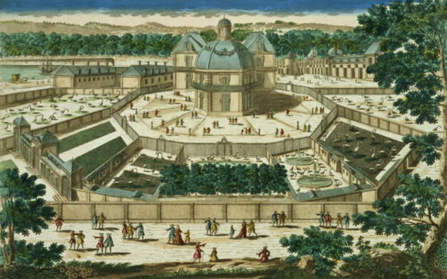 View and Perspective of the Salon de la Menagerie at Versailles, engraved by Antoine Aveline (1691-1 à Ecole Française, (18ème siècle)