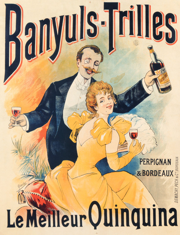 Poster advertising Banyuls-Trilles Quinquina à Ecole Française, (19ème siècle)