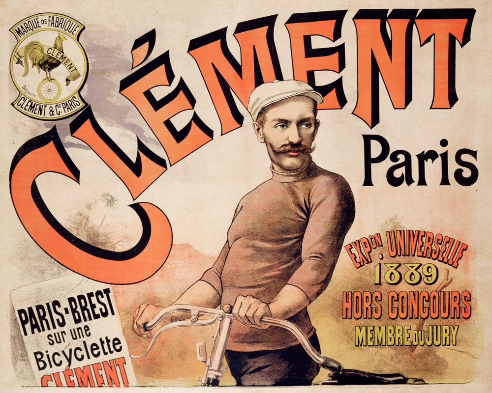 Poster advertising Clement bicycles à Ecole Française, (19ème siècle)