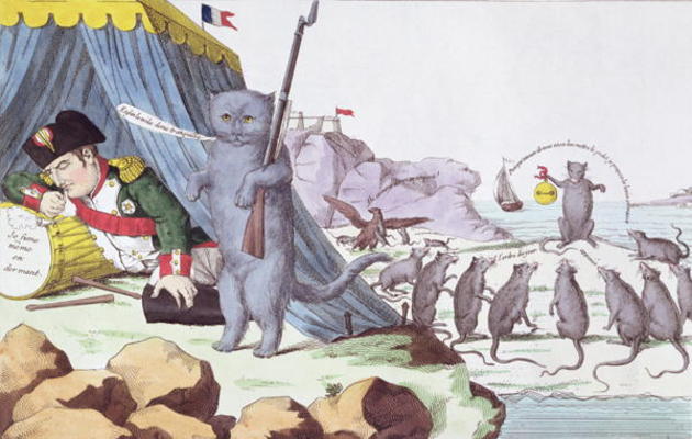 Caricature of Napoleon Bonaparte (1769-1821) on Elba, c.1814-15 (coloured engraving) à Ecole Française, (19ème siècle)