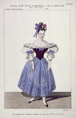 Costume for Madame Cinti Damoreau in the Role of Zerlina in 'Don Giovanni', engraved by Maleuvre, pr à Ecole Française, (19ème siècle)