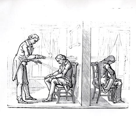 Illustration from du Potet's work om Animal Magnetism, 1863 (engraving) (b/w photo) à Ecole Française, (19ème siècle)