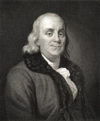 Portrait of Benjamin Franklin (engraving) à Ecole Française, (19ème siècle)